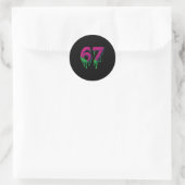 67 Six Seven 6-7 Giftige Hersen Drip - Grappige Ki Ronde Sticker (Tas)