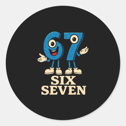67 Six Seven 6-7 - Grappige Italiaanse Brainrot Ki Ronde Sticker (Voorkant)
