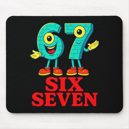 67 Six Seven 6-7 Grappige Italiaanse Brainrot Pret Muismat (Voorkant)