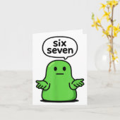 67 Six Seven 6-7 Groene Blob Slijm - Grappige Kind Kaart (Gele Bloem)