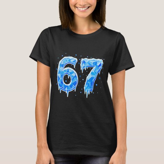 67 Six Seven 6-7 Ijs - Brainrot Meme Grappige Tien T-shirt (Voorkant)
