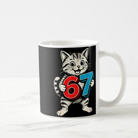 67 Six Seven 6 7 Kat Grappig  Koffiemok (Rechts)