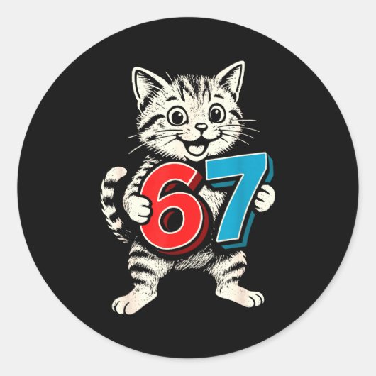 67 Six Seven 6 7 Kat Grappig  Ronde Sticker (Voorkant)