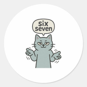 67 Six Seven 6-7 Kat - Grappige Kinderen Gamen Bra Ronde Sticker
