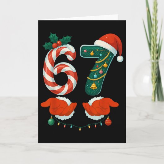 67 Six Seven 6 7 Meme Aangepaste Kerstmat voor Kop Kaart (Voorkant)