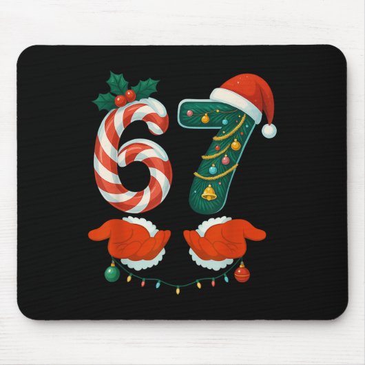 67 Six Seven 6 7 Meme Aangepaste Kerstmat voor Kop Muismat (Voorkant)