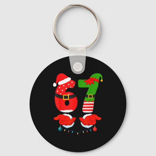 67 Six Seven 6 7 Meme E Kerst Matching Paar Sleutelhanger (Voorkant)