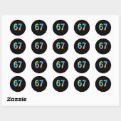 67 Six Seven 6 7 Meme-ontwerp Funny 6 7 1 Ronde Sticker (Vel)