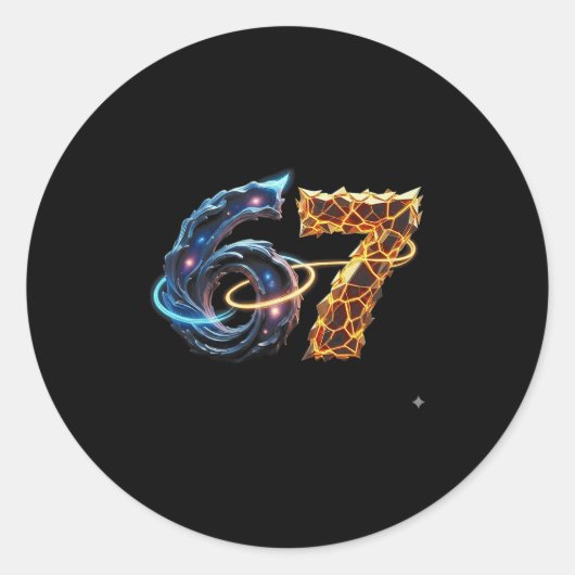 67 Six Seven 6 7 Meme-ontwerp Funny 6 7 4  Ronde Sticker (Voorkant)