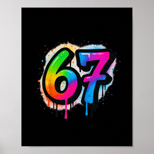 67 Six Seven 6 7 Meme Ontwerp Grappig 6 7 3 Poster (Voorkant)