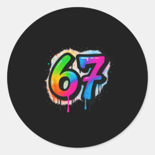 67 Six Seven 6 7 Meme Ontwerp Grappig 6 7 3  Ronde Sticker