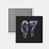 67 Six Seven 6 7 Meme Ontwerp Grappig 6 7  Magneet (Voorkant / Achterkant)