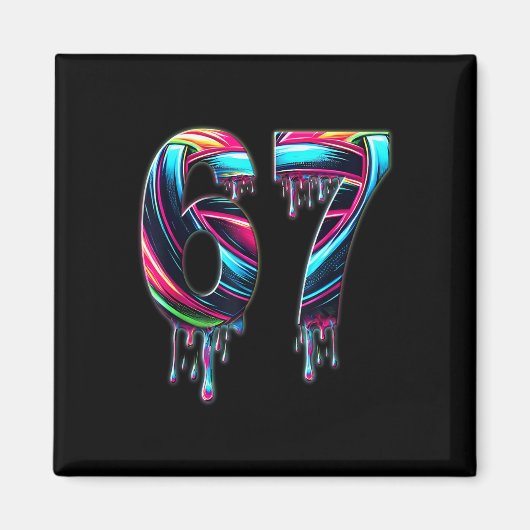 67 Six Seven 6 7 Meme Ontwerp Grappig 6 7  Magneet (Voorkant)