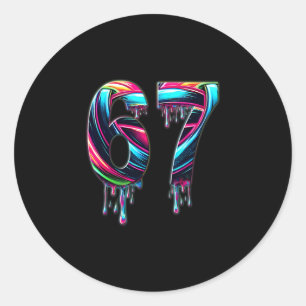 67 Six Seven 6 7 Meme Ontwerp Grappig 6 7 Ronde Sticker
