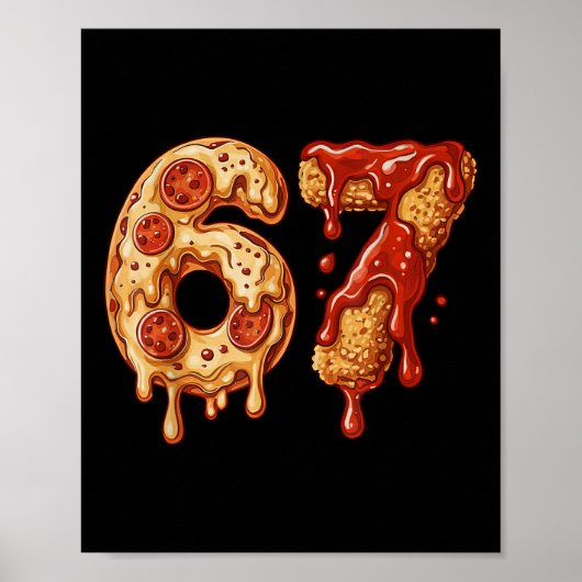 67 Six Seven 6-7 Pizza & Chicken Nugget - Kids Beu Poster (Voorkant)