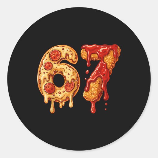 67 Six Seven 6-7 Pizza & Chicken Nugget - Kids Bra Ronde Sticker (Voorkant)