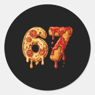 67 Six Seven 6-7 Pizza & Chicken Nugget - Kinderen Ronde Sticker