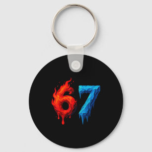 67 Six Seven 6-7 Vlammend Ijs - Grappige Tiener Ki Sleutelhanger