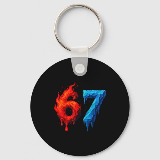 67 Six Seven 6-7 Vlammend Ijs - Grappige Tiener Ki Sleutelhanger (Voorkant)