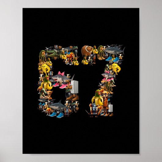 67 Six Seven Birthday Meme Viral Italian Brainrot  Poster (Voorkant)