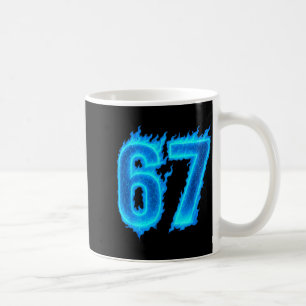 67 Six Seven Blauwe Vlam Kleurrijk Koel Grappig 6 Koffiemok