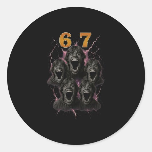 67 Six Seven Bootleg 6 7 Meme Ontwerp Grappig 6 7 Ronde Sticker (Voorkant)