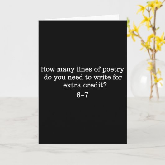 67 Six Seven Brainrot Gen Alpha Funny Poetry Teach Kaart (Gele Bloem)