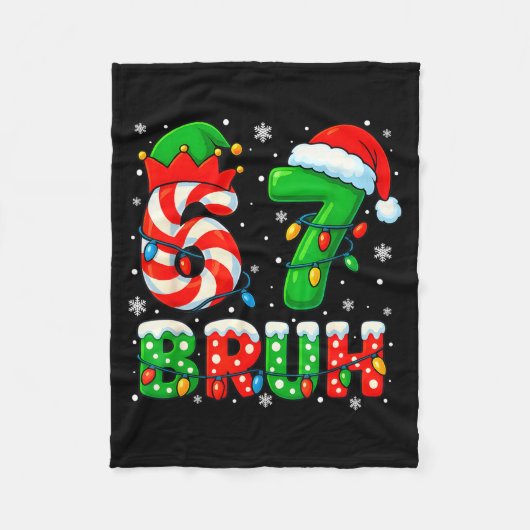 67 Six Seven Bruh 6 7 Meme Funny Christmas Santa E Fleece Deken (Voorkant)