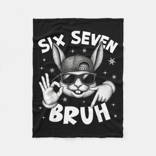 67 Six Seven Bruh Cute Bunny Face With Sungles Eas Fleece Deken (Voorkant)