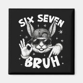 67 Six Seven Bruh Cute Bunny Face With Sungles Eas Magneet (Voorkant)