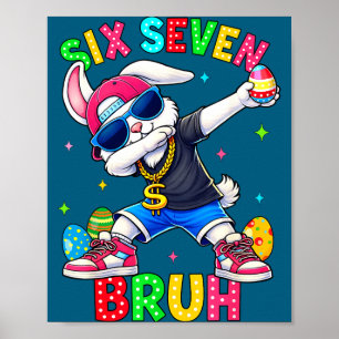 67 Six Seven Bruh Dabbing Konijn Met Sungles Pasen Poster