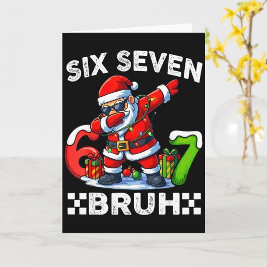 67 Six Seven Bruh Funny Christmas 6 7 Meme Men Wom Kaart (Gele Bloem)