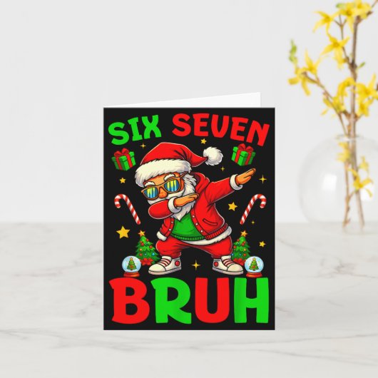 67 Six Seven Bruh Funny Christmas 6 7 Meme Men Wom Kaart (Gele Bloem)