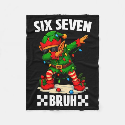 67 Six Seven Bruh Funny Christmas Dabbing Elf 6 7 Fleece Deken (Voorkant)