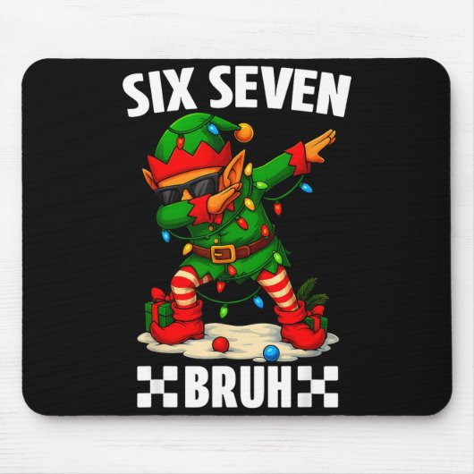 67 Six Seven Bruh Funny Christmas Dabbing Elf 6 7  Muismat (Voorkant)