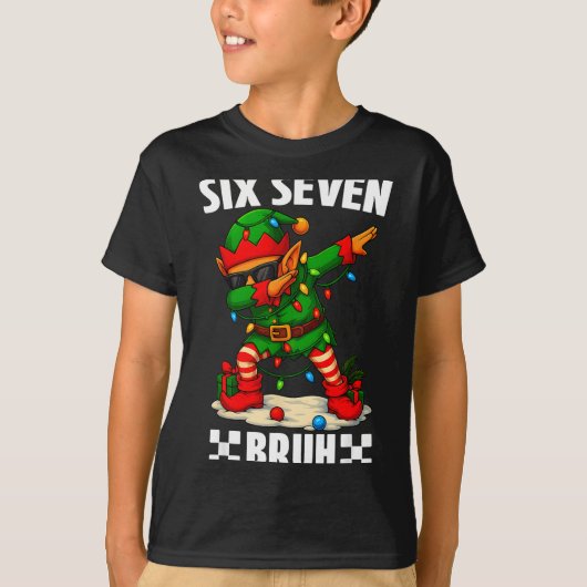 67 Six Seven Bruh Funny Christmas Dabbing Elf 6 7  T-shirt (Voorkant)