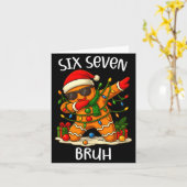 67 Six Seven Bruh Funny Christmas Dabbing Gingerbr Kaart (Gele Bloem)