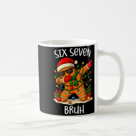 67 Six Seven Bruh Funny Christmas Dabbing Gingerbr Koffiemok (Rechts)