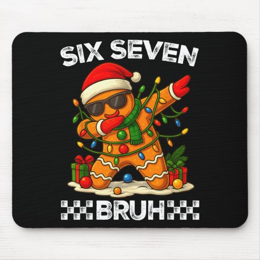 67 Six Seven Bruh Funny Christmas Dabbing Gingerbr Muismat (Voorkant)