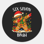 67 Six Seven Bruh Funny Christmas Dabbing Gingerbr Ronde Sticker (Voorkant)
