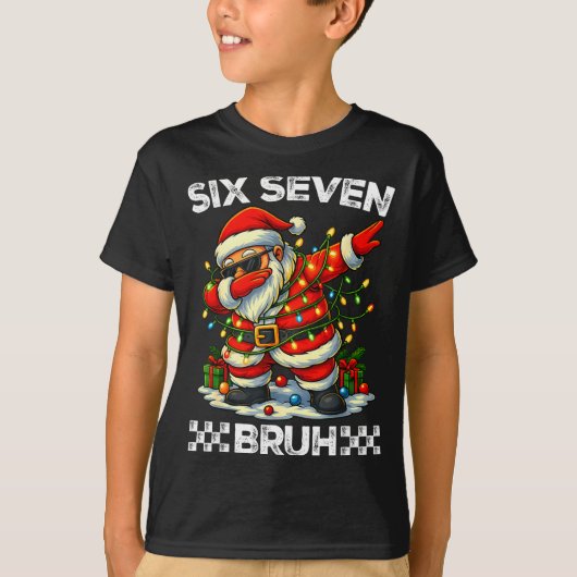67 Six Seven Bruh Funny Christmas Dabbing Santa 6 T-shirt (Voorkant)