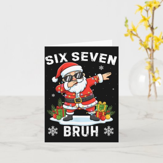 67 Six Seven Bruh Funny Christmas Meme Trend Tee  Kaart (Gele Bloem)