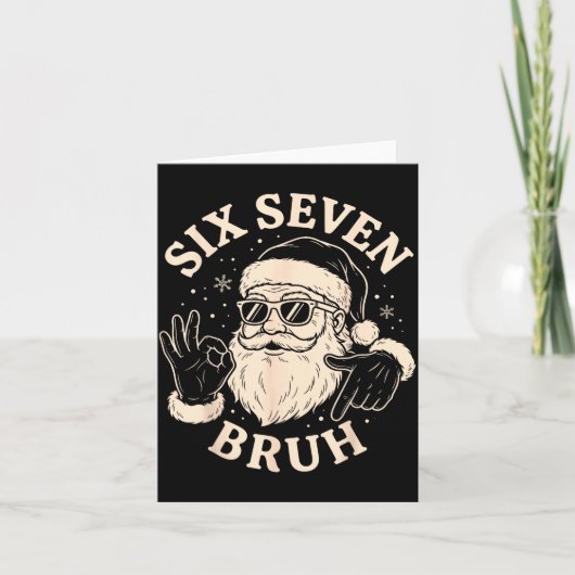 67 Six Seven Bruh Funny Christmas Santa 6 7 Meme  Kaart (Voorkant)