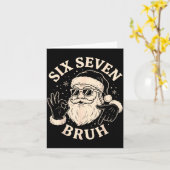 67 Six Seven Bruh Funny Christmas Santa 6 7 Meme  Kaart (Gele Bloem)