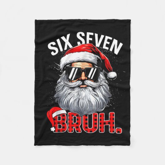 67 Six Seven Bruh Funny Santa Bruh Plaid Christmas Fleece Deken (Voorkant)