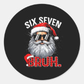 67 Six Seven Bruh Funny Santa Bruh Plaid Christmas Ronde Sticker (Voorkant)