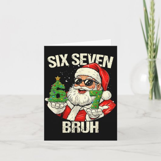 67 Six Seven Bruh Funny Santa Christmas 67 Meme Xm Kaart (Voorkant)