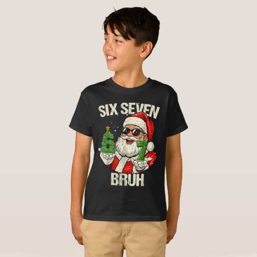 67 Six Seven Bruh Funny Santa Christmas 67 Meme Xm T-shirt (Voorkant volledig)