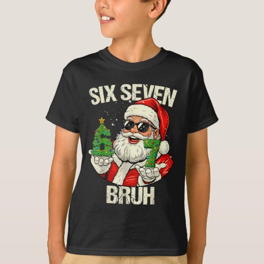 67 Six Seven Bruh Funny Santa Christmas 67 Meme Xm T-shirt (Voorkant)
