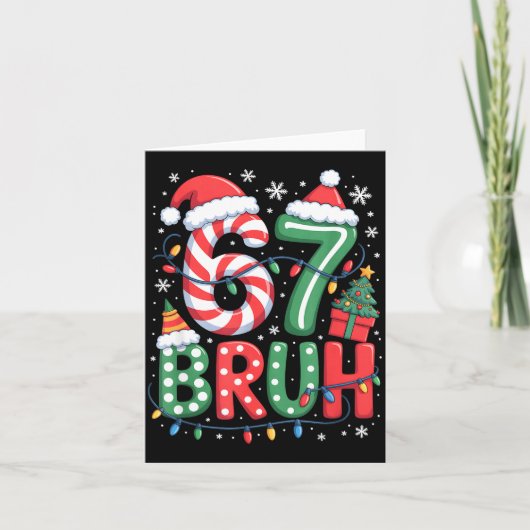 67 Six Seven Bruh Grappig Kerst 6 7 Meme Mannen Vr Kaart (Voorkant)
